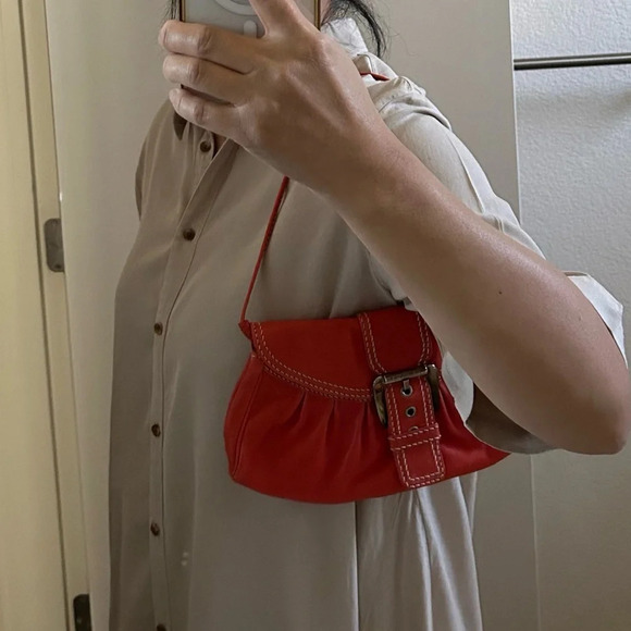 Celine Shoulder Mini Bag Baguette Orange Leather Made in Italy - Picture 15 of 16